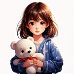 Imagen generada mediante IA. Niña abrazando a su osito de peluche, símbolo de amor y confort en una etapa especial de su vida.